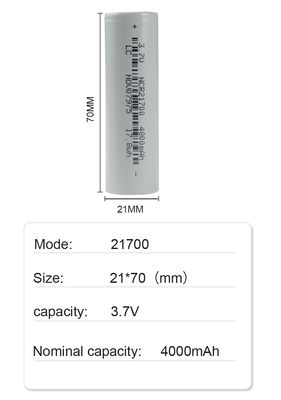 21*70mm wieder aufladbare Taschenlampenbatterie 21700 3,7 V Li Ion Battery 4800mah